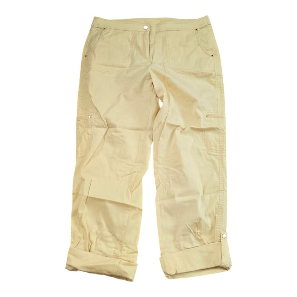 Chico's Lemon Yellow Rolled Hem Cropped Comfy Pants‎ Size 1 Medium 8 10